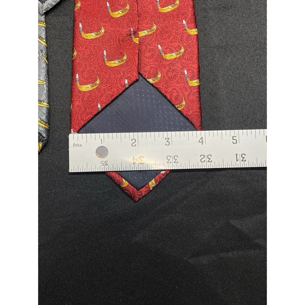 VTG Venezia By Italy Mens‎ Neck Ties Gondola Boats Gray And Red Lot 2 - Picture 3 of 4